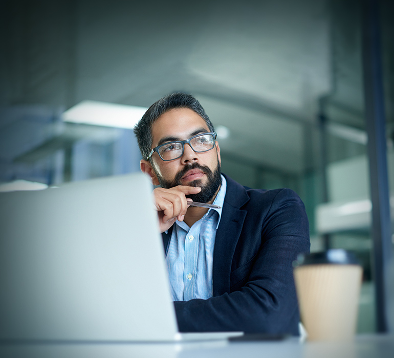 man using laptop