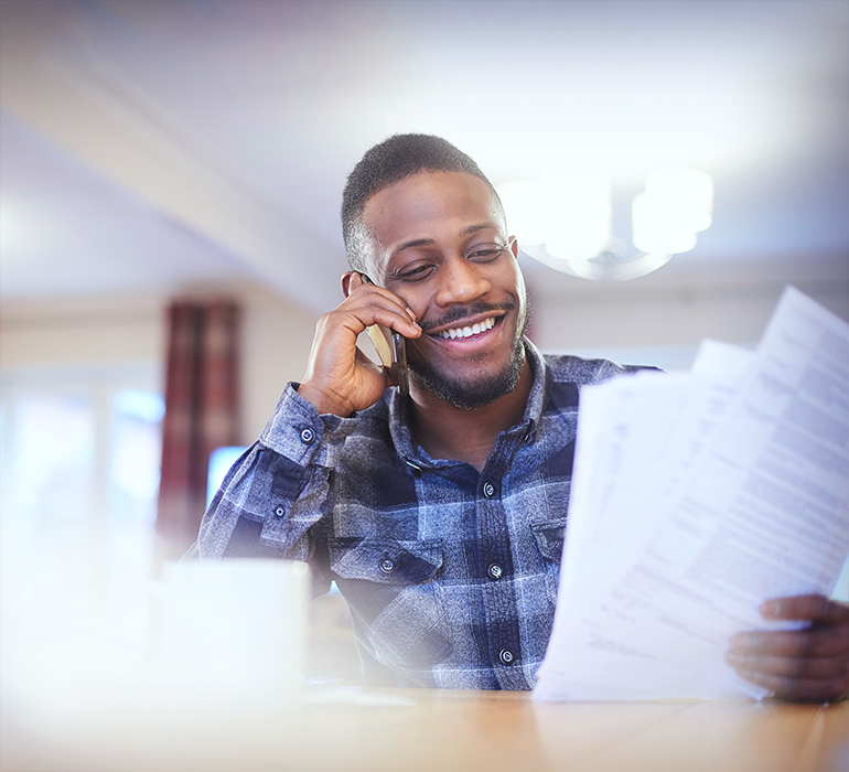 man talking on phone image